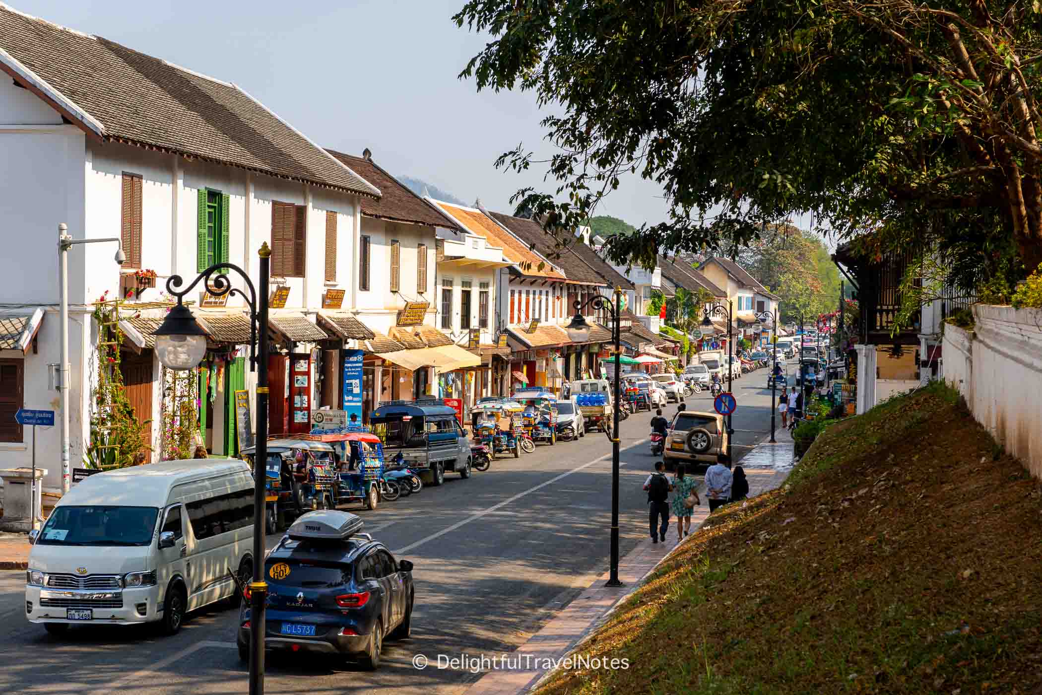 Houses-on-Sisavangvong-street-in-Luang-Prabang-Laos